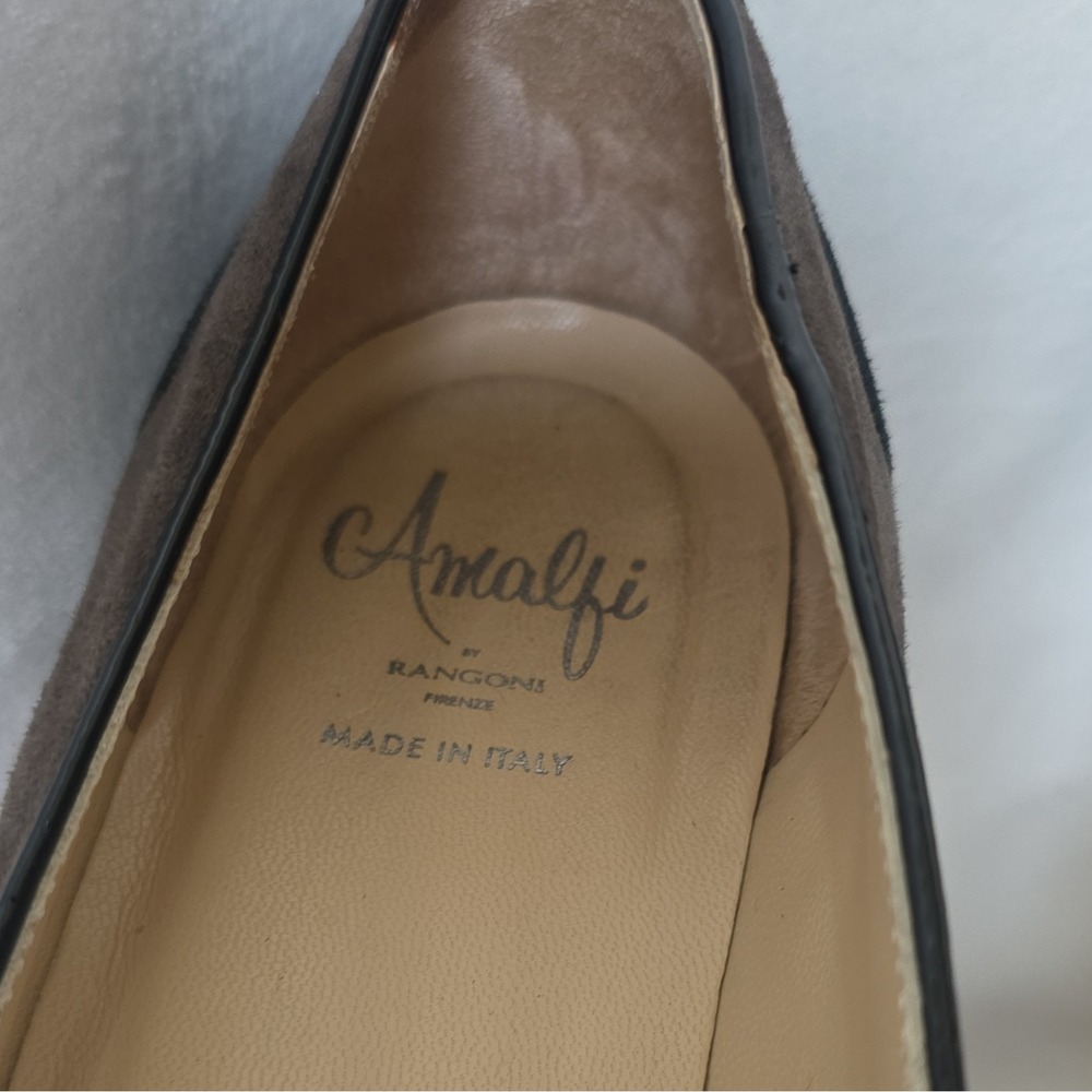 Amalfi Made In Italy Womens Suede Ballet Flat Slip-On Bow Black Gray Blue 9M - Picture 5 of 14